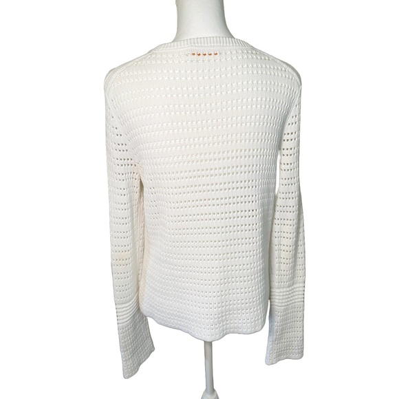 Tory Burch White Cotton Open Knit Sweater  Size Small - Picture 2 of 6